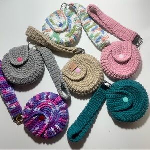 Handmade Crochet Kids Wristlet Bag - Pink, Teal, Gray, Beige, Multicolor